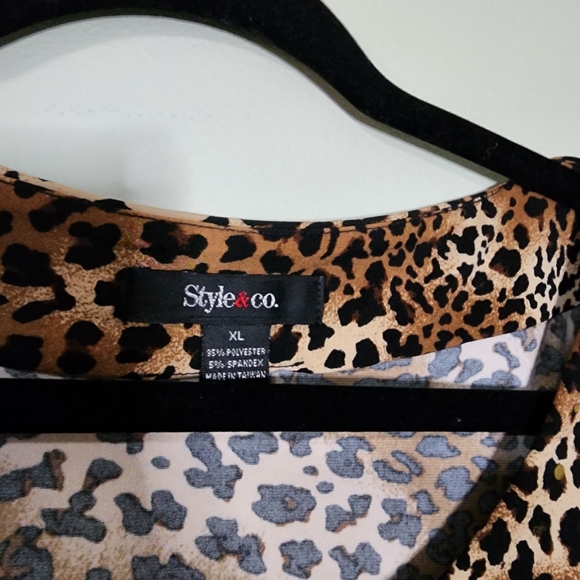 Style & Co animal print blouse leopard print size XL animal print - Picture 5 of 7